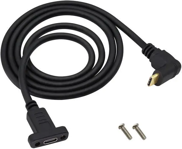 Main image of BUCIER90 Degree USB 3.1 Type C Panel Mount Cable Gen 2 Up&Down Angle Type C 3.1 Female Panel Mount to Male Cable,Supports Charging,Data,Audio,Video Cable for Samsung Note10,MacBook Air(1M/3ft)