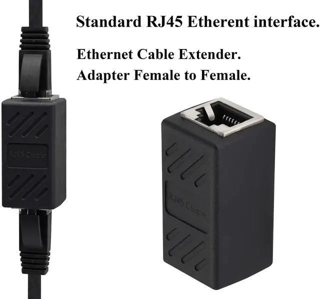 Alt view image 4 of 7 - BUCIER RJ45 Cat6 Adapter Ethernet Cable Extender Cat6 Female to Female Inline Network Cable Coupler Cat6 Cat5 Cat5e Ethernet Coupler Adapter (Black-10Pack)