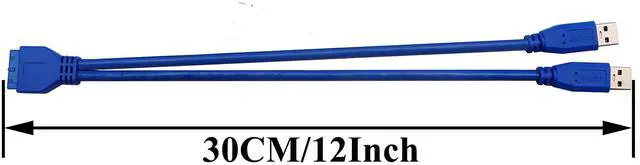 Alt view image 2 of 7 - BUCIER 2 Port USB 3.0 Splitter Adapter Cable Dual Port USB 3.0 A Male to 20 Pin Motherboard Header Extension Cable for USB Ports Directly to Computer Motherboard Cable(30cm/12inch-USB M)