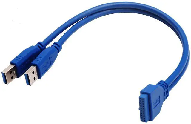Alt view image 7 of 7 - BUCIER 2 Port USB 3.0 Splitter Adapter Cable Dual Port USB 3.0 A Male to 20 Pin Motherboard Header Extension Cable for USB Ports Directly to Computer Motherboard Cable(30cm/12inch-USB M)