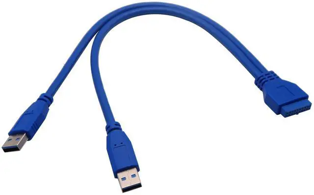 Alt view image 6 of 7 - BUCIER 2 Port USB 3.0 Splitter Adapter Cable Dual Port USB 3.0 A Male to 20 Pin Motherboard Header Extension Cable for USB Ports Directly to Computer Motherboard Cable(30cm/12inch-USB M)