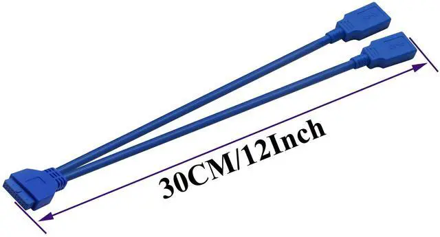 Alt view image 2 of 7 - BUCIER 20 Pin Y Splitter Cable Dual Port USB 3.0 A Female to 20 Pin Female Motherboard Header Cable for USB Ports Directly to Computer Motherboard Backward Compatible with USB 2.0/1.0 (30cm-USB F)