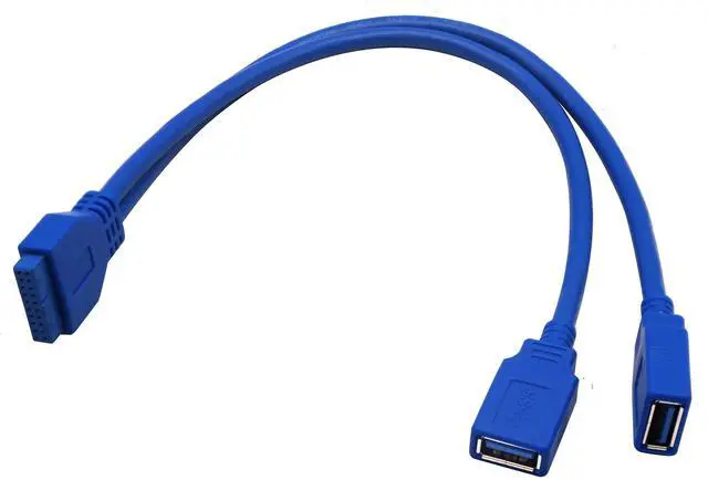 Alt view image 5 of 7 - BUCIER 20 Pin Y Splitter Cable Dual Port USB 3.0 A Female to 20 Pin Female Motherboard Header Cable for USB Ports Directly to Computer Motherboard Backward Compatible with USB 2.0/1.0 (30cm-USB F)