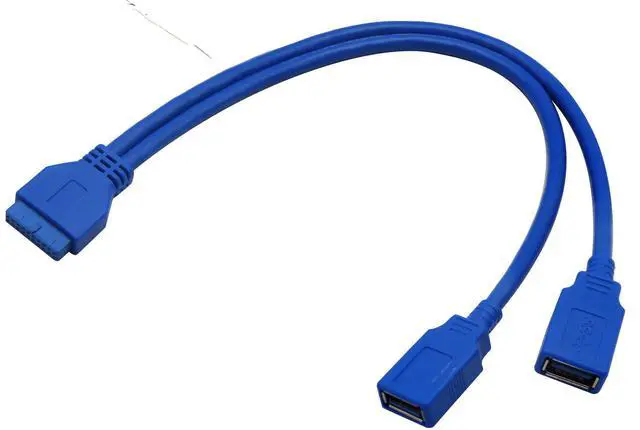 Alt view image 6 of 7 - BUCIER 20 Pin Y Splitter Cable Dual Port USB 3.0 A Female to 20 Pin Female Motherboard Header Cable for USB Ports Directly to Computer Motherboard Backward Compatible with USB 2.0/1.0 (30cm-USB F)