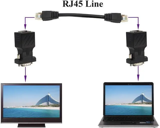 Alt view image 5 of 7 - BUCIER VGA to RJ45 Adapter,RJ45 Female to VGA 15-Pin Male Port Cat5 Cat6 Cat7 Ethernet Support 720P, 1080I, 1080P Video Transmission for Multimedia Video (2Pack-Male)