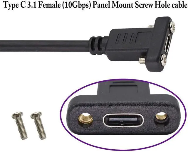 Alt view image 3 of 7 - BUCIER USB C to 3.1Type C Panel Mount Screw Cable Gen 2 (3A) USB 3.1 Type C Female to Female Panel Mount Cable, Supports Charging,Data,Audio,Video Cable for Laptop,Tablet,Mobile Phone(0.3M/1ft)