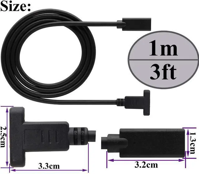 Alt view image 2 of 6 - BUCIER 3.1 Type c to Type c Screw Hole Cable Gen 2 USB 3.1 Type C Female Cable with Dual Panel Mount Screw Hole Supports Charging,Data,Audio,Video Cable for Samsung Note10,MacBook Air(1M/3ft)