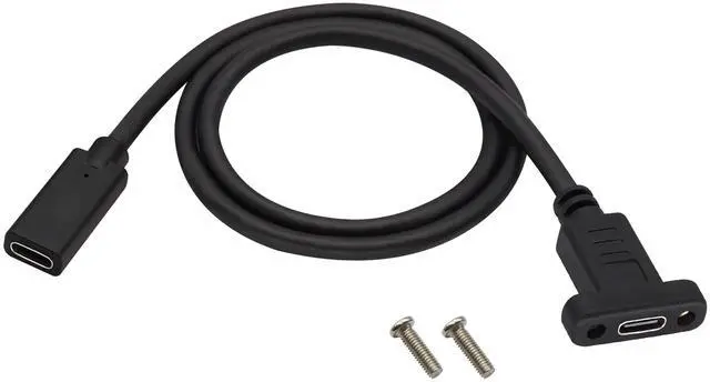 Main image of BUCIER Panel Mount USB C 3.1 Extension Cable 4K&60hz 10Gbps USB Type C 3.1 Female Panel Mount Screw Cable,Supports Charging,Data,Audio,Video Cable Compatible Samsung S10 S9 S9+ S8,MacBook(0.6M/2ft)