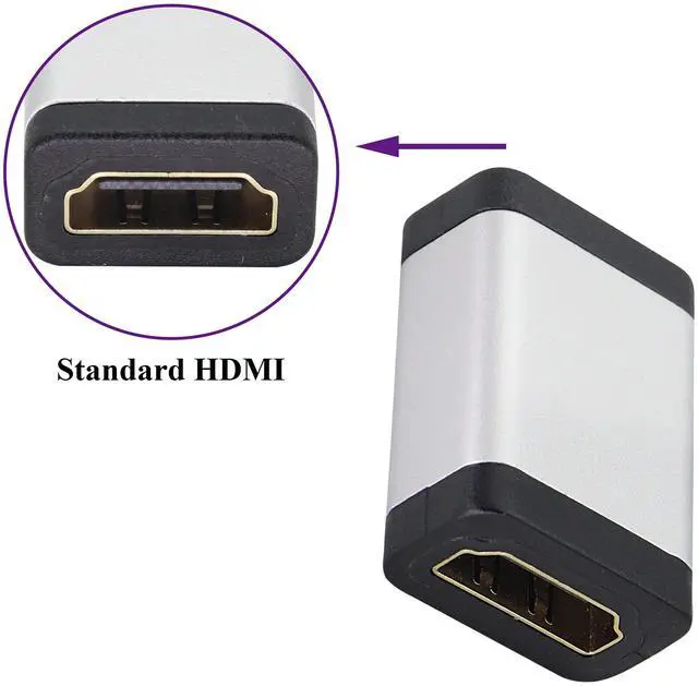 Alt view image 3 of 7 - BUCIER HDMI Adapter 4K HDMI Connector Female to Female Coupler,Aluminum Alloy HDMI Extender,with 4K@60hz,3D and HDR for HD TV,Computer,PC,Monitor,Laptop,Projector,DVD Player,PS 4/3(2Pack/Silver)