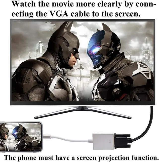 Alt view image 5 of 7 - BUCIER USB C to VGA Adapter, Type C to VGA Converter Cable, Screen Display for MacBook 2017/2016 Pro 2019/2018,Lenovo, Samsung S8/9, Note8, Huawei Mate 10 and More (21cm/8inch) (VGA)