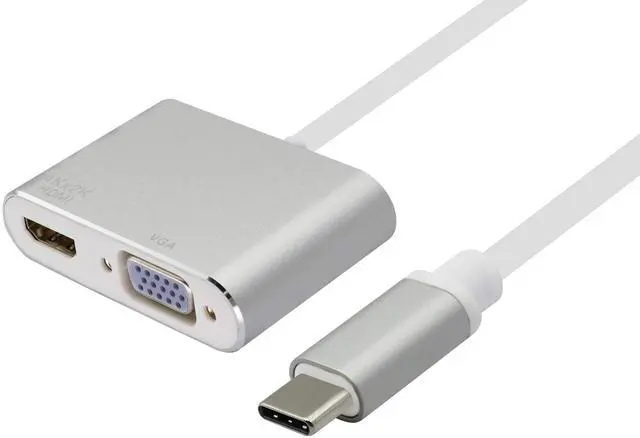 Alt view image 3 of 7 - BUCIER USB Type C to HDMI+VGA Adapter, 2 in 1 4K UHD Dual Screen Display for MacBook Pro 2019, Samsung S8/9, Note8, HUAWEI Mate 10(15cm/6inch)(VGA+HDMI)