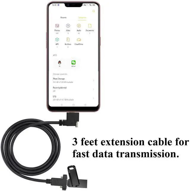 Alt view image 5 of 7 - BUCIER 90 Degree USB 3.1 Type C Panel Mount Cable 4K Right Angle USB Type C 3.1 Male Panel Mount to Female Cable,Supports Charging,Data,Audio,Video Cable for Samsung Note10,MacBook Air(1M/3ft,M-3)