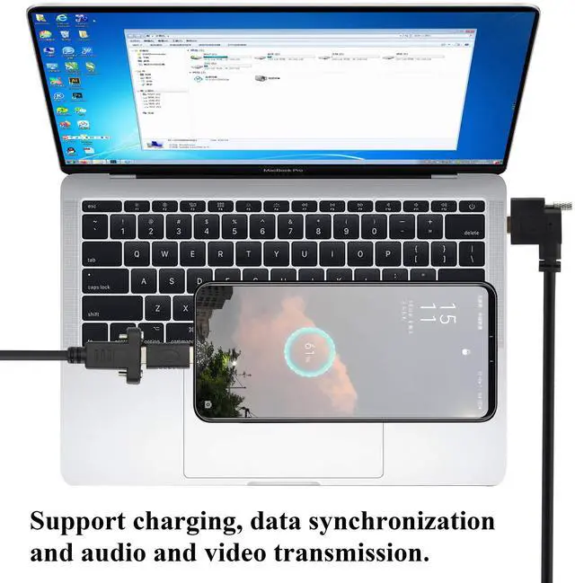 Alt view image 6 of 7 - BUCIER 90 Degree USB 3.1 Type C Panel Mount Cable 4K Right Angle USB Type C 3.1 Male Panel Mount to Female Cable,Supports Charging,Data,Audio,Video Cable for Samsung Note10,MacBook Air(1M/3ft,M-3)