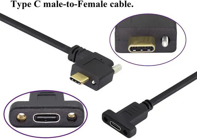 Alt view image 4 of 7 - BUCIER 90 Degree USB 3.1 Type C Panel Mount Cable 4K Right Angle USB Type C 3.1 Male Panel Mount to Female Cable,Supports Charging,Data,Audio,Video Cable for Samsung Note10,MacBook Air(1M/3ft,M-3)