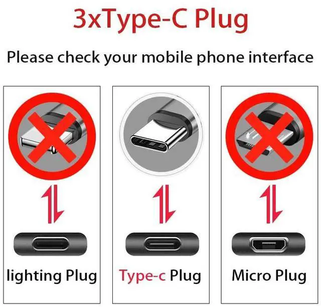 Alt view image 2 of 7 - BUCIER USB C Splitter Cable,USB C Male to 3 Type-C Male Charge Cable,3 in 1 Nylon Braided Charging Cord with 3x0.2m Cable, 5A Fast Charge,Compatible with Mobile/Android and More 0.65 FT-0.2M