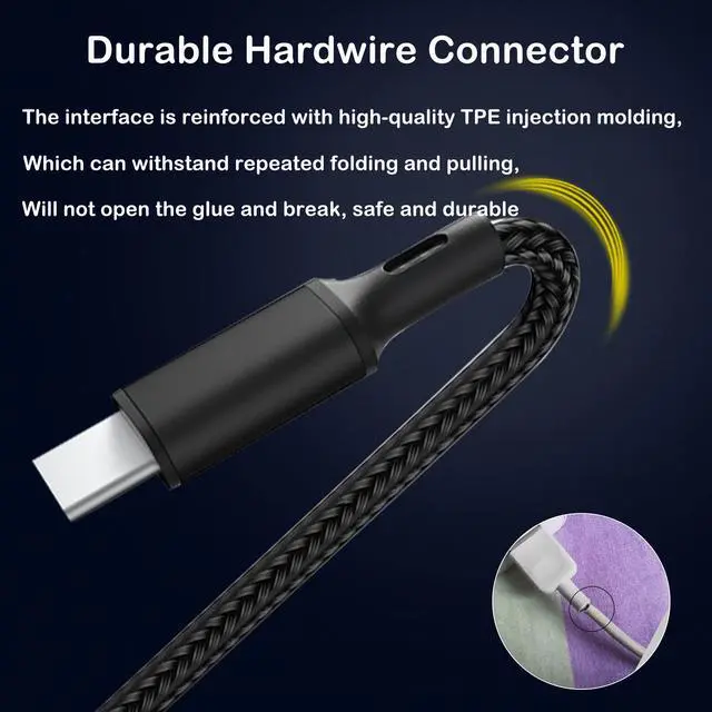 Alt view image 5 of 7 - BUCIER USB C Splitter Cable,USB C Male to 3 Type-C Male Charge Cable,3 in 1 Nylon Braided Charging Cord with 3x0.2m Cable, 5A Fast Charge,Compatible with Mobile/Android and More 0.65 FT-0.2M