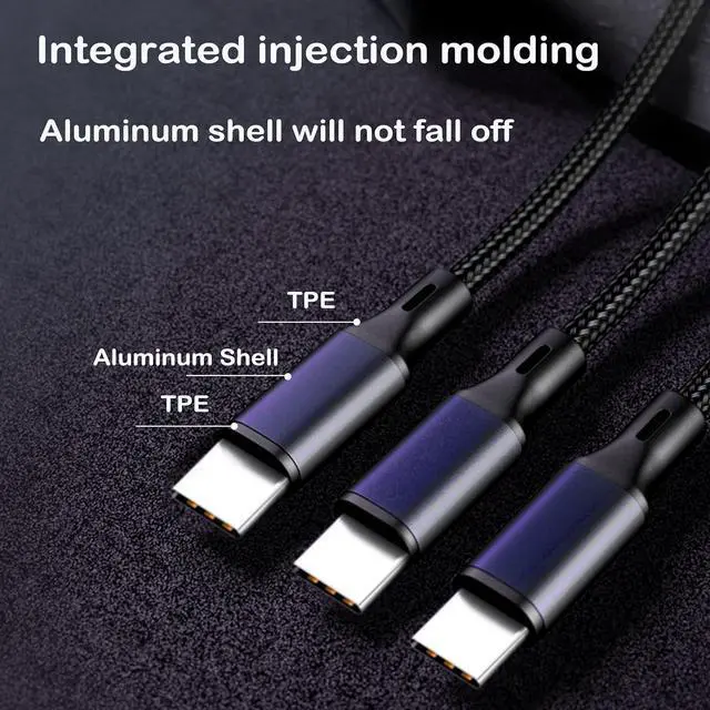 Alt view image 3 of 7 - BUCIER USB C Splitter Cable,USB C Male to 3 Type-C Male Multi Charging Cable,3 in 1 Nylon Braided Charging Cord, 5A Fast Charging,Compatible with Mobile/Android and More (2Pack 1.2M)