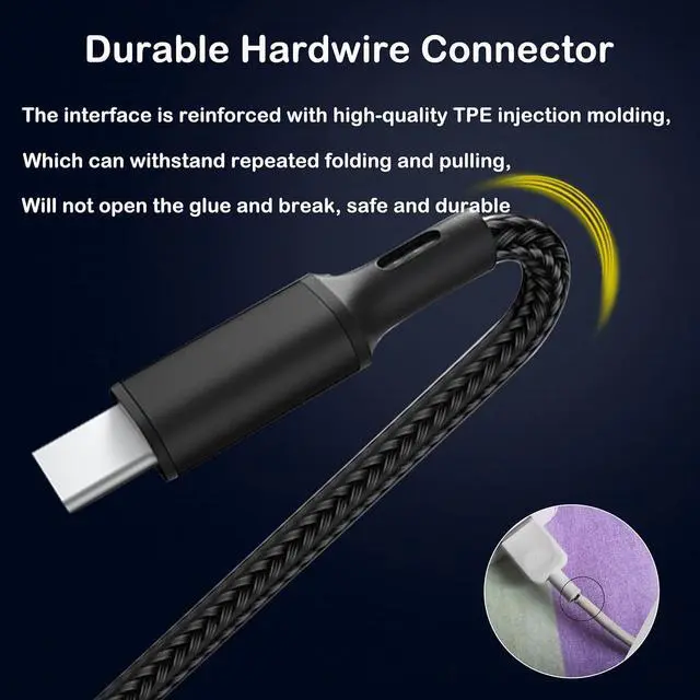 Alt view image 6 of 7 - BUCIER USB C Splitter Cable,USB C Male to 3 Type-C Male Multi Charging Cable,3 in 1 Nylon Braided Charging Cord, 5A Fast Charging,Compatible with Mobile/Android and More (2Pack 1.2M)