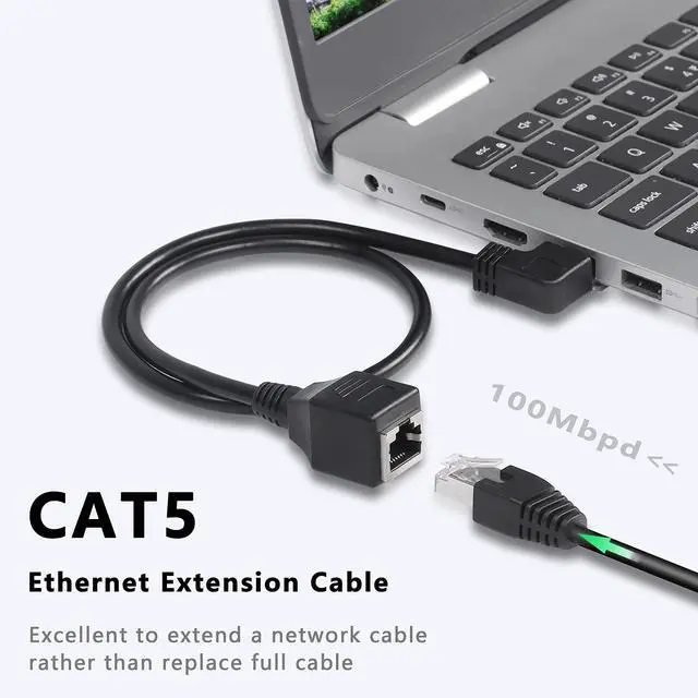 Alt view image 2 of 7 - BUCIER 90 Degree RJ45 Ethernet Extension Cable,Turn Right Cat5 LAN Cable Extender RJ45 Network Patch Cord Male to Female Connector for Router Modem Smart TV PC Computer Laptop (Right Black-50CM)