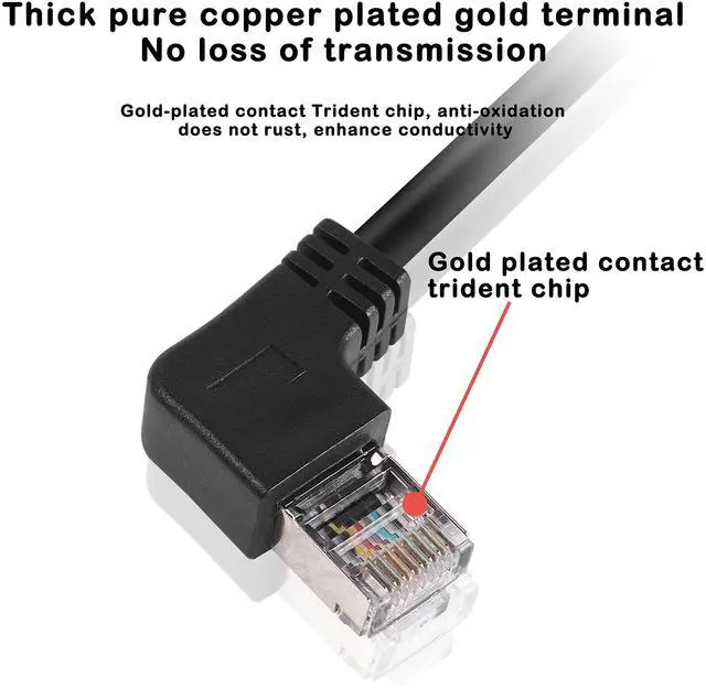 Alt view image 5 of 7 - BUCIER 90 Degree RJ45 Ethernet Extension Cable,Turn Right Cat5 LAN Cable Extender RJ45 Network Patch Cord Male to Female Connector for Router Modem Smart TV PC Computer Laptop (Right Black-50CM)