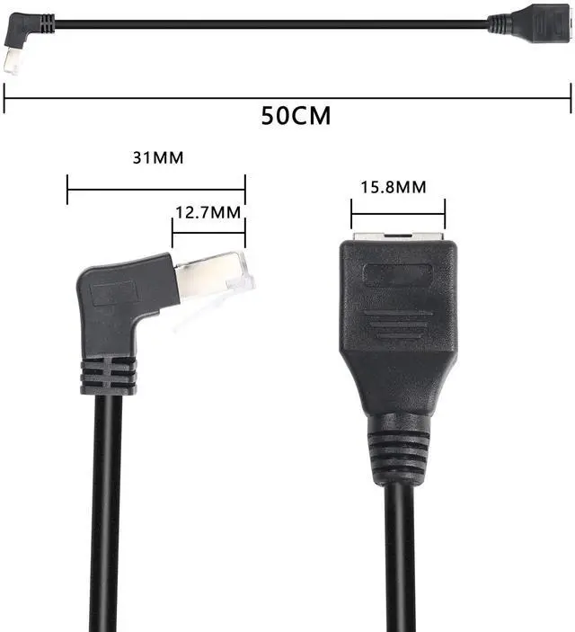 Alt view image 6 of 6 - BUCIER 90 Degree RJ45 Ethernet Extension Cable,Turn Up Cat5 LAN Cable Extender RJ45 Network Patch Cord Male to Female Connector for Router Modem Smart TV PC Computer Laptop (Up Angle Black-50CM)