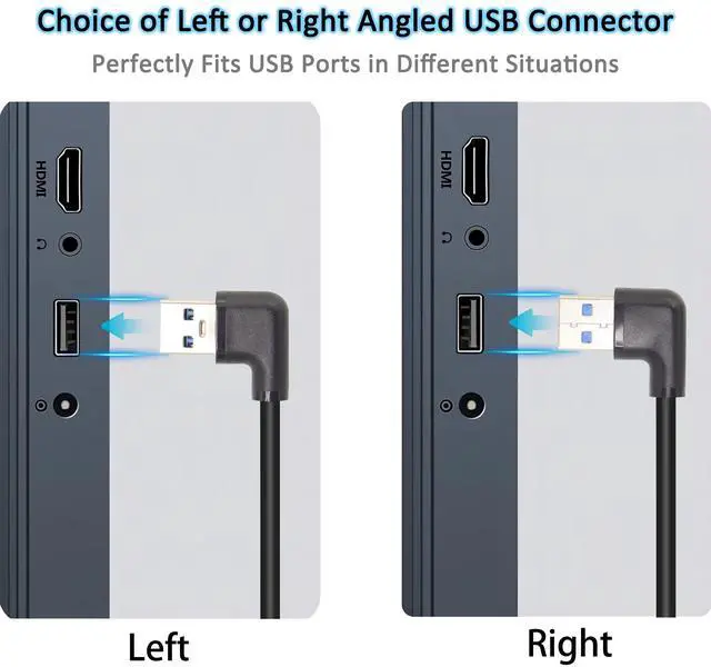 Alt view image 2 of 7 - BUCIER Right Left Angle USB 3.0 Extension Cable,SuperSpeed 90 Degree USB3.0 A Male to Female Super Fast 5Gbps Data Cord for Laptop TV USB Disk Mouse Hard Disk Camera -Black 3.3Ft/1M