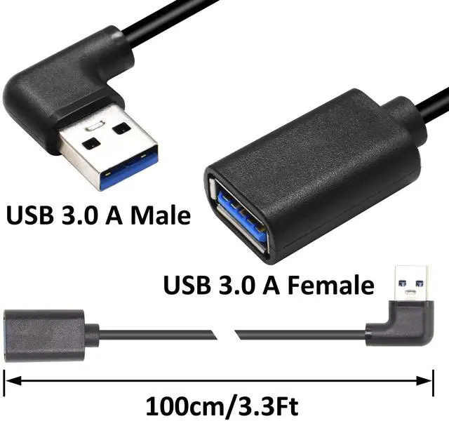 Alt view image 5 of 7 - BUCIER Right Left Angle USB 3.0 Extension Cable,SuperSpeed 90 Degree USB3.0 A Male to Female Super Fast 5Gbps Data Cord for Laptop TV USB Disk Mouse Hard Disk Camera -Black 3.3Ft/1M