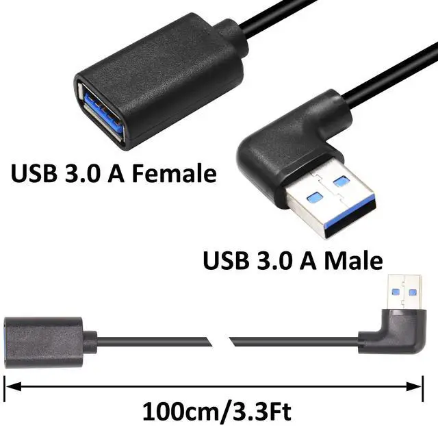 Alt view image 6 of 7 - BUCIER USB 3.0 Extension Cable 3.3Ft Type A Male to A Female Extension Cord Data Transfer Extender Cable for USB Flash Drive/Hard Drive (Black-Right Angle)