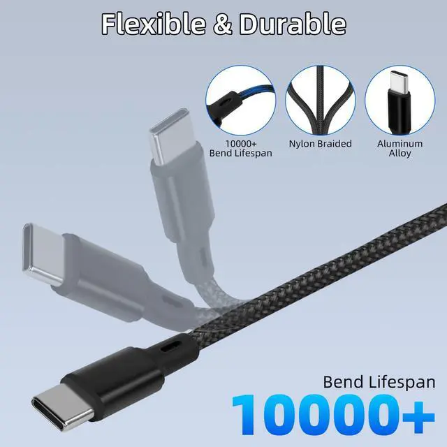 Alt view image 4 of 7 - BUCIER USB C Splitter Cable,USB C Male to 3 Type-C Male Charge Cable,3 in 1 Nylon Braided Charging Cord with 3x1.2m Cable, 5A Fast Charge,Compatible with Mobile/Android and More 3.9FT-1.2M