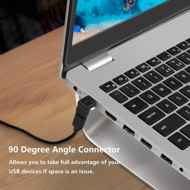 Alt view image 3 of 7 - BUCIER 90 Degree USB-C Male to Female Adapter,Up&Down Angle USB 3.1 Type C Gen 2 (10Gbps) Connector,Support Charging Data Transmission,for Laptop,Tablet,Mobile Phone-2Pack