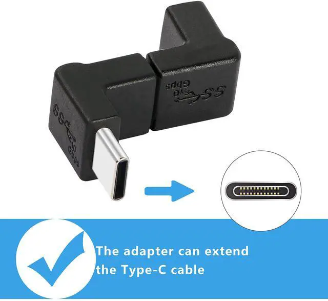 Alt view image 4 of 7 - BUCIER 90 Degree USB-C Male to Female Adapter,Up&Down Angle USB 3.1 Type C Gen 2 (10Gbps) Connector,Support Charging Data Transmission,for Laptop,Tablet,Mobile Phone-2Pack
