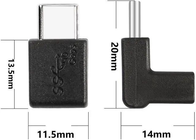 Alt view image 6 of 7 - BUCIER 90 Degree USB-C Male to Female Adapter,Up&Down Angle USB 3.1 Type C Gen 2 (10Gbps) Connector,Support Charging Data Transmission,for Laptop,Tablet,Mobile Phone-2Pack