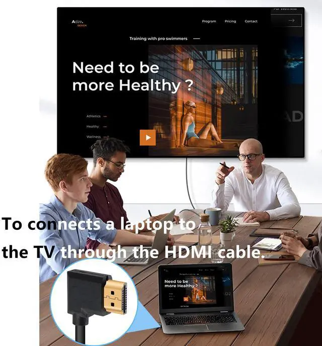 Alt view image 6 of 7 - BUCIER 4K HDMI Cable 1.4,90 Degrees Angle HDMI Male to Male Cable 4k@30Hz,Gold-Plated Connector,Support ARC, 3D, Ethernet,for HD TV, Lactop, PC,Projector-Black(1m/3.2Ft) (Black - Right to Right)