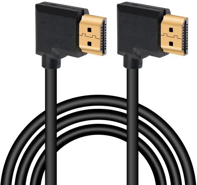Main image of BUCIER 4K HDMI Cable 1.4,90 Degrees Angle HDMI Male to Male Cable 4k@30Hz,Gold-Plated Connector,Support ARC, 3D, Ethernet,for HD TV, Lactop, PC,Projector-Black(1m/3.2Ft) (Black - Right to Right)