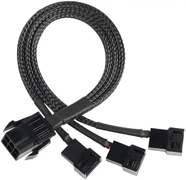 Main image of BUCIER 6 Pin PCI-E to 6 x 3Pin 4Pin PC Case Fan Sleeved Adapter Cable, 3/4Pin to 6 Pin Male Computer Cooler Cooling Fan Splitter Y Power Cable (Black 6 PIN to 3 x 3pin/4Pin)