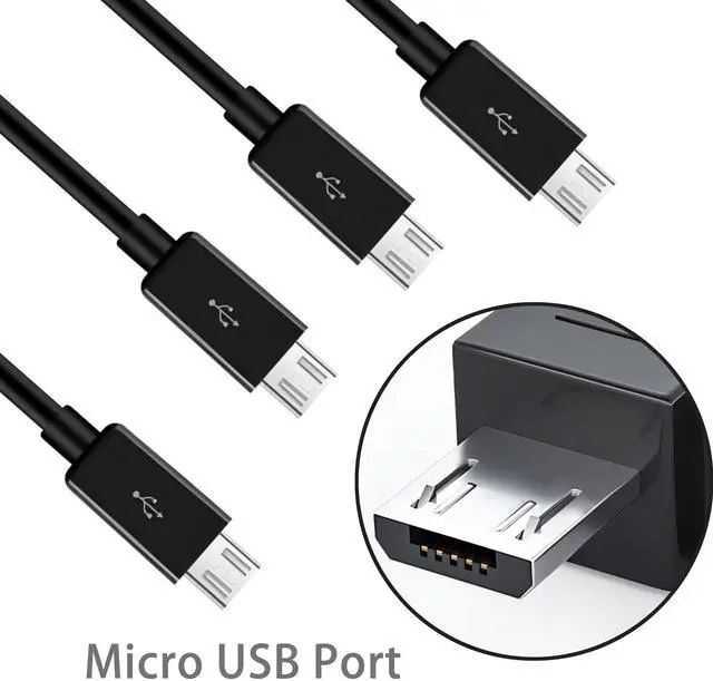 Alt view image 2 of 7 - BUCIER 4-in-1 USB 2.0 A Male to Micro USB Male Charging Cord, Multi USB Data Sync Adapter, Splitter Cable (Black-0.5m-4 Micro)