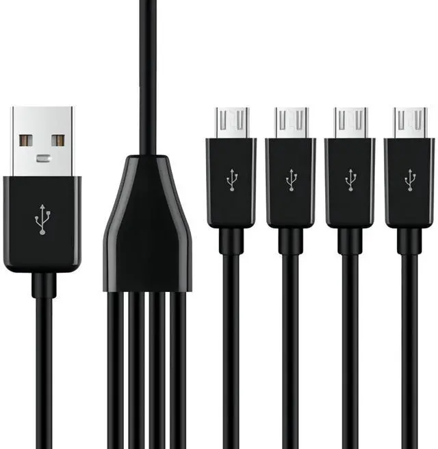 Alt view image 3 of 7 - BUCIER 4-in-1 USB 2.0 A Male to Micro USB Male Charging Cord, Multi USB Data Sync Adapter, Splitter Cable (Black-0.5m-4 Micro)
