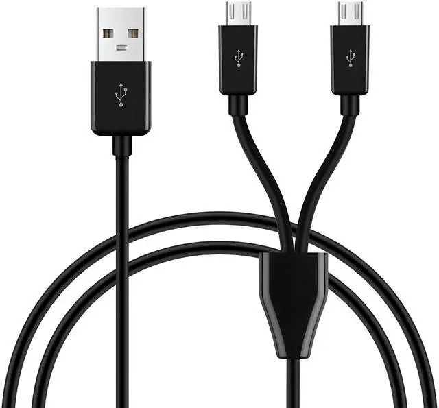 Main image of BUCIER Micro USB Splitter Cable,2 in 1 USB 2.0 A Male to Dual Micro USB Male Charging Cord Multi Micro USB Data Sync Adapter Cable Split Micro USB Connection Wire (Black-1m-2 Mrico)