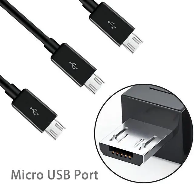 Alt view image 2 of 7 - BUCIER 3-in-1 USB 2.0 A Male to Micro USB Male Charging Cord, Data Sync Adapter, Splitter Cable (Black-1m-3 Pack)