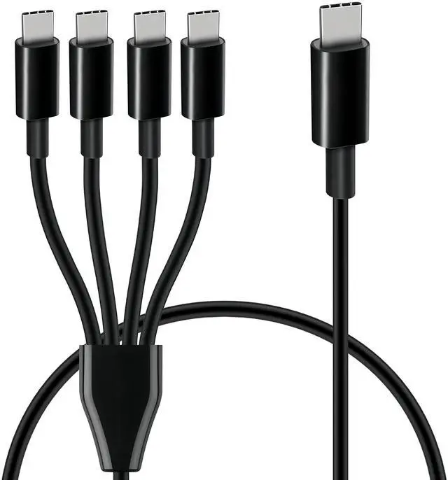 Main image of BUCIER Short USB C Splitter Multi Charging Cable, USB C Male to 4 Type-C Male Charge Cable, 4 in 1 Charging Cord Compatible with Mobile/Android and More (Black-0.5m-4C)