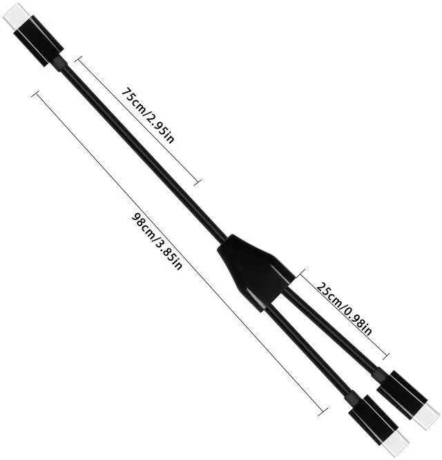 Alt view image 6 of 7 - BUCIER USB C Multi Charging Cable,USB C Male to 2 Type-C Male Charge Cable,2 in 1 Charging Cord Compatible with Mobile/Android and More (Black-1m-2C)