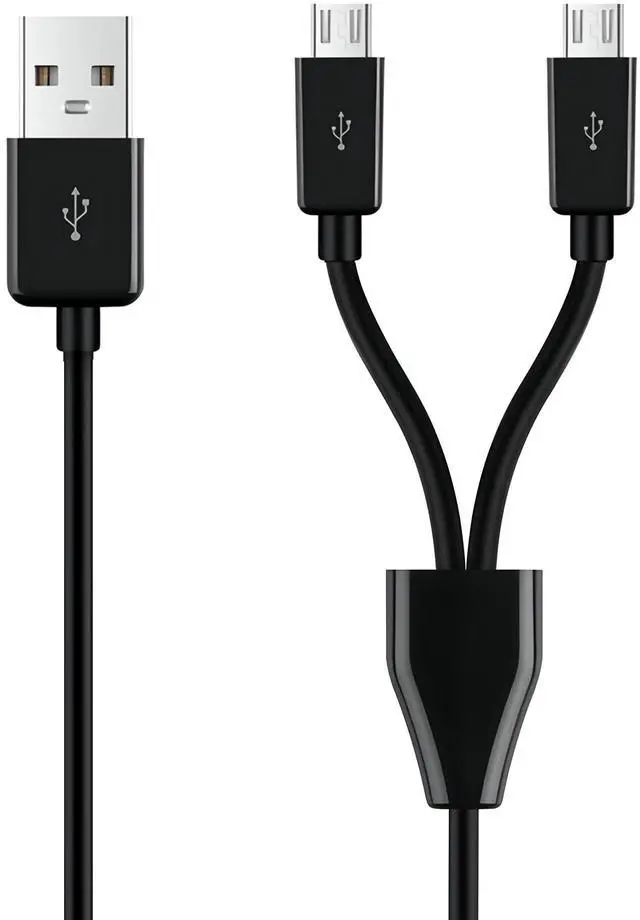 Main image of BUCIER 2 in 1 USB A to Dual Micro USB Charging & Sync Adapter Cable - 0.2m, Black