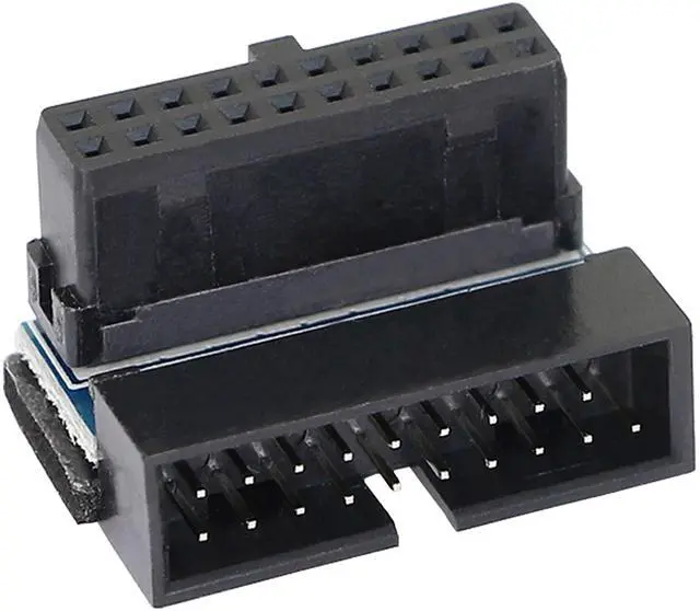 Alt view image 6 of 7 - BUCIER Right Angled USB 3.0 20-pin Male to Female Extension Adapter, Desktop Motherboard 90 Degree Angled USB 3.0 19-Pin Motherboard Internal Header-Black 2PCS