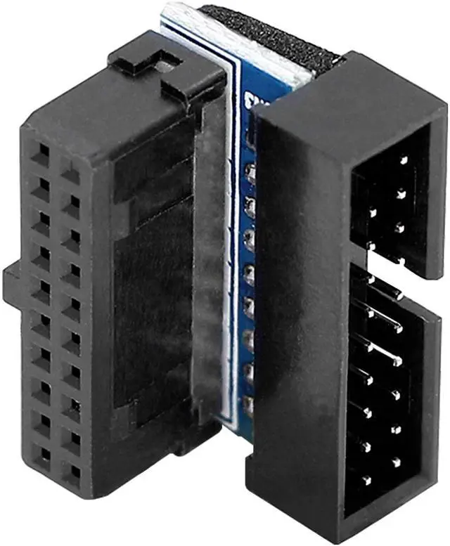 Alt view image 7 of 7 - BUCIER Right Angled USB 3.0 20-pin Male to Female Extension Adapter, Desktop Motherboard 90 Degree Angled USB 3.0 19-Pin Motherboard Internal Header-Black 2PCS