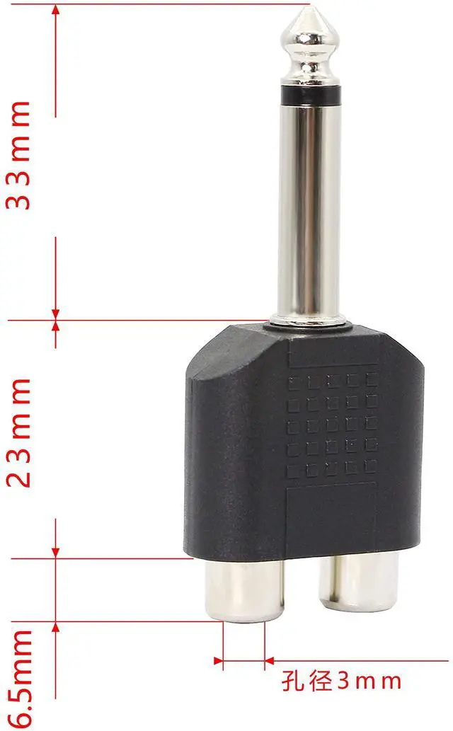 Alt view image 5 of 7 - BUCIER 6.35mm Mono 1/4 Inch Male to RCA Splitter,Gelrhonr Stereo Jack Male to RCA Female Adapter-5PCS