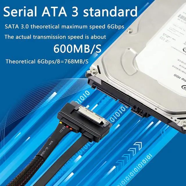 Alt view image 2 of 7 - BUCIER 22Pin SATA Power Extension Cable,22 Pin7+15 Sata Male to Female Data and Power Combo Extension Cable with Locking Latch,for HDD,SSD,Optical Drives, DVD Burners, PCI Cards-0.3M(6Gbps/s)
