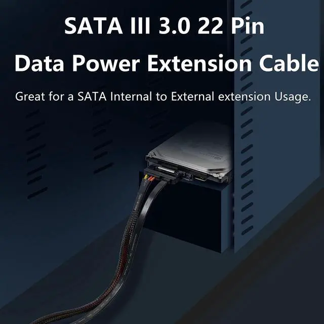 Alt view image 4 of 7 - BUCIER 22Pin SATA Power Extension Cable,22 Pin7+15 Sata Male to Female Data and Power Combo Extension Cable with Locking Latch,for HDD,SSD,Optical Drives, DVD Burners, PCI Cards-0.3M(6Gbps/s)