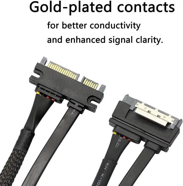 Alt view image 6 of 7 - BUCIER 22Pin SATA Power Extension Cable,22 Pin7+15 Sata Male to Female Data and Power Combo Extension Cable with Locking Latch,for HDD,SSD,Optical Drives, DVD Burners, PCI Cards-0.3M(6Gbps/s)