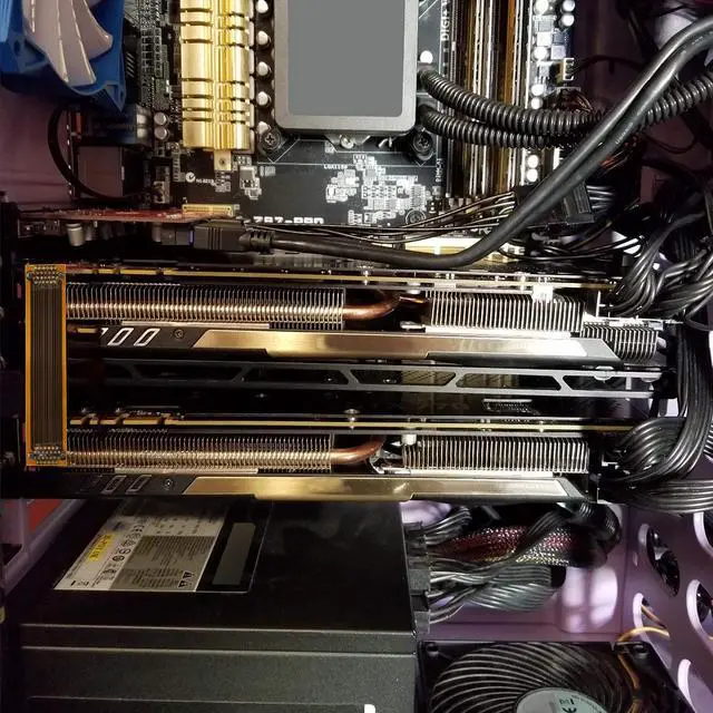 Alt view image 6 of 7 - BUCIER SLI Bridge 2 Way,10cm 26pin Flexible Graphic Card PCI-e Connection Cable for Dual Nvidia GPUs Graphic Card Crossfire Interconnect - N Card