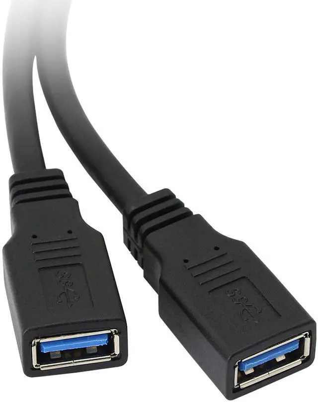 Alt view image 4 of 6 - BUCIER 2 Port USB 3.0 A to 20 Pin Header Motherboard Cable, Y Splitter Cable Dual Port USB 3.0 A to 20 Pin Female Motherboard Header Adapter 25cm - Black